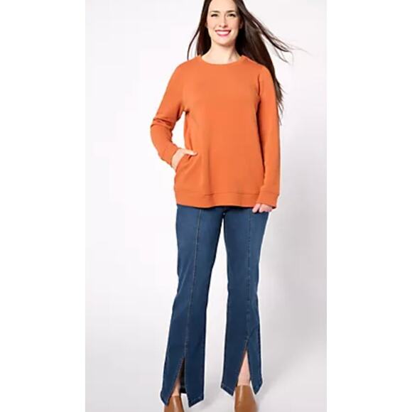 Denim & Co. Active QVC Adaptive Lush Lined Jersey Pullover Mobility Accessible - Picture 1 of 10